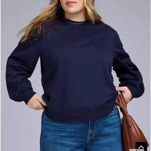 NWT Torrid Navy Puff-Sleeve Crewneck Sweatshirt